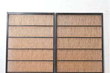 アンティーク建具　昭和初期から昭和中期　波千鳥の意匠が愛らしい夏戸2枚セット　(R-089167)