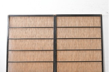 アンティーク建具　昭和初期から中期　二匹の魚の意匠が涼やかな夏戸2枚セット　(R-089168)