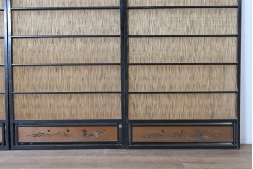 アンティーク建具　昭和初期から中期　涼やかな素材感と波千鳥の意匠が魅力の夏戸4枚セット　(R-089169)