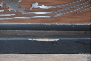 アンティーク建具　昭和初期から中期　波千鳥の意匠が粋な夏戸2枚セット　(R-089170)
