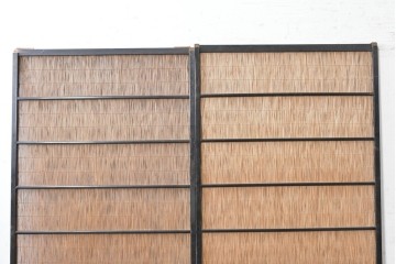 アンティーク建具　昭和初期から中期　波千鳥の意匠が粋な夏戸2枚セット　(R-089170)