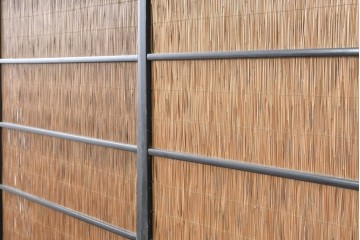 アンティーク建具　昭和初期から中期　波千鳥の意匠が粋な夏戸2枚セット　(R-089170)
