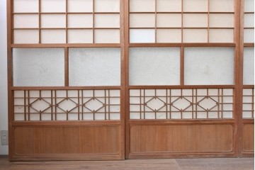 アンティーク建具　昭和初期から昭和中期　上手物!　変わり格子入りの障子戸4枚セット　(R-089171)
