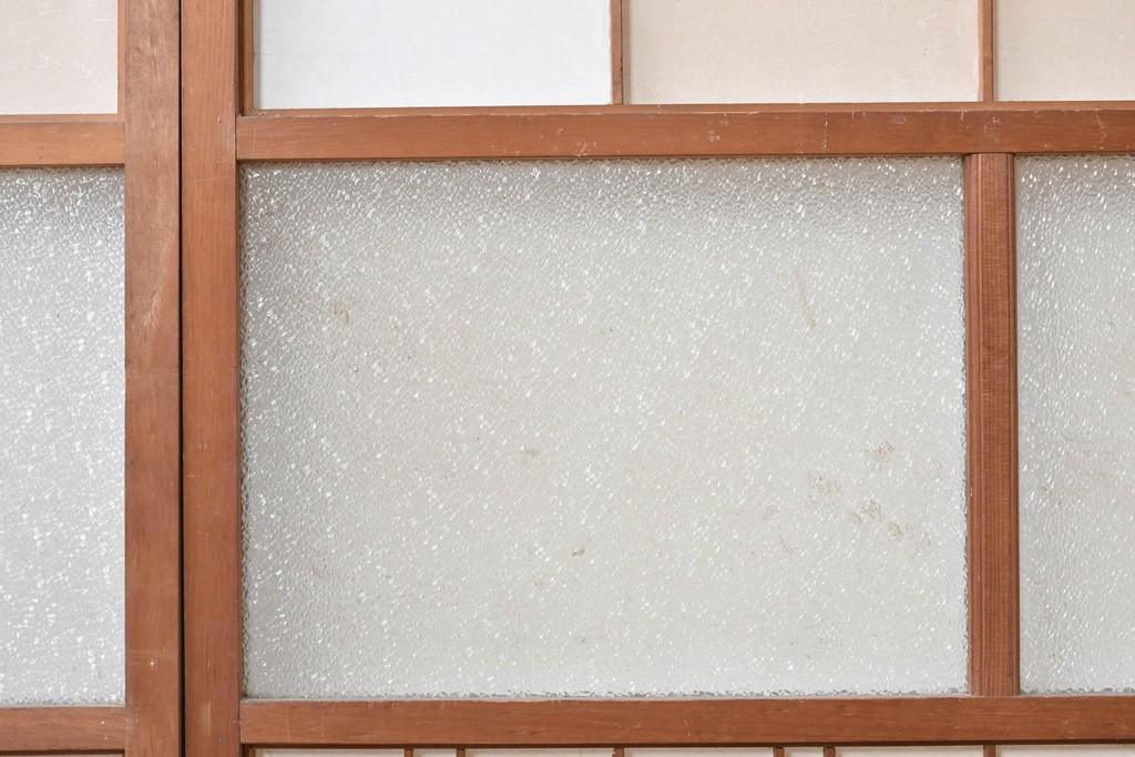アンティーク建具　昭和初期から昭和中期　上手物!　変わり格子入りの障子戸4枚セット　(R-089171)