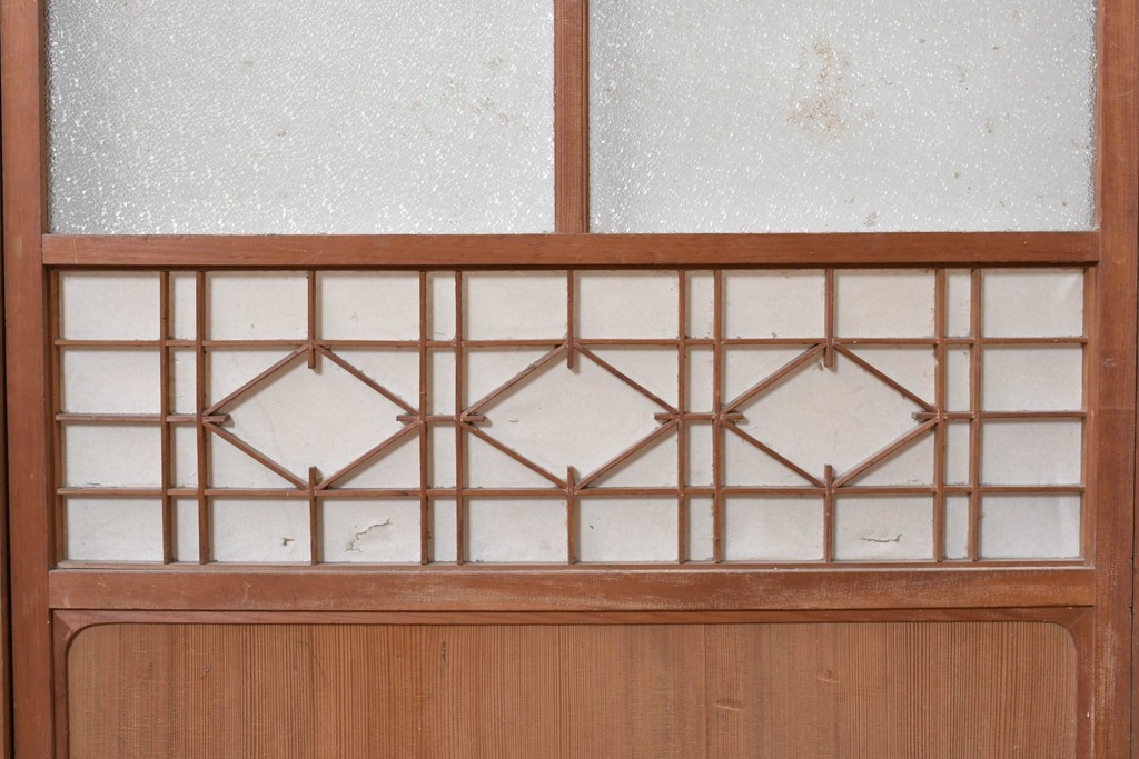 アンティーク建具　昭和初期から昭和中期　上手物!　変わり格子入りの障子戸4枚セット　(R-089171)