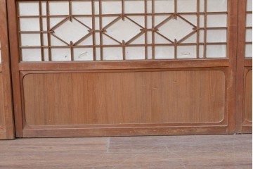 アンティーク建具　昭和初期から昭和中期　上手物!　変わり格子入りの障子戸4枚セット　(R-089171)