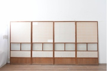 アンティーク建具　昭和初期から昭和中期　上手物!　変わり格子入りの障子戸4枚セット　(R-089171)