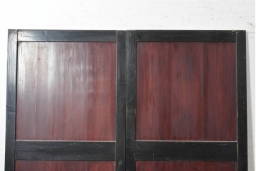 アンティーク建具　明治から大正期　重厚な色合いの帯戸2枚セット　(R-089173)