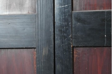 アンティーク建具　明治から大正期　重厚な色合いの帯戸2枚セット　(R-089173)