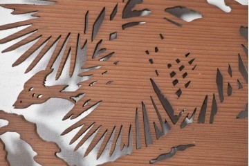アンティーク建具　昭和初期　透かし彫り　風情ある松の図が目を引く欄間2枚セット　(R-089178)