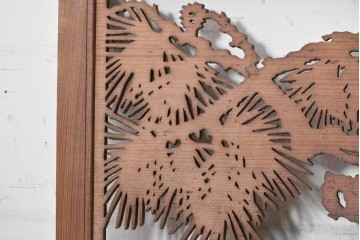 アンティーク建具　昭和初期　透かし彫り　風情ある松の図が目を引く欄間2枚セット　(R-089178)