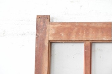 ヴィンテージ建具　昭和中期　縦格子デザイン　素朴な木味の玄関戸1枚　(R-089180)