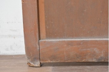 ヴィンテージ建具　昭和中期　縦格子デザイン　素朴な木味の玄関戸1枚　(R-089180)