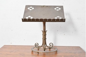 【簡易リペア限定品】　フランスアンティーク　高級品!!　真鍮無垢　細部まで凝った造りの譜面台　(R-089181)