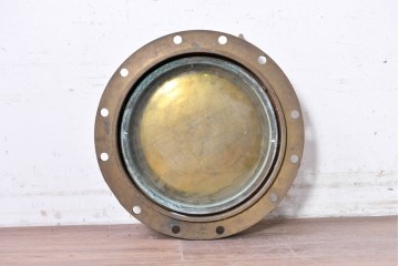 ヴィンテージ雑貨　真鍮製　重厚なデッドライト付き船舶用丸窓　(R-089184)