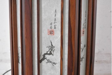 中古　韓国製　六角形屋根　伝統建築デザインの置き型照明　(R-089186)