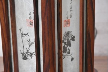 中古　韓国製　六角形屋根　伝統建築デザインの置き型照明　(R-089186)