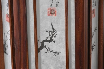 中古　韓国製　六角形屋根　伝統建築デザインの置き型照明　(R-089187)