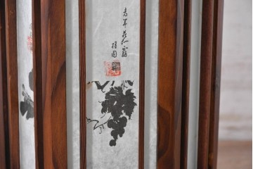 中古　韓国製　六角形屋根　伝統建築デザインの置き型照明　(R-089187)