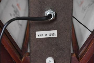 中古　韓国製　六角形屋根　伝統建築デザインの置き型照明　(R-089187)