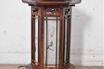 中古　韓国製　六角形屋根　伝統建築デザインの置き型照明　(R-089188)