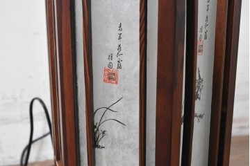 中古　韓国製　六角形屋根　伝統建築デザインの置き型照明　(R-089188)