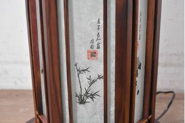 中古　韓国製　六角形屋根　伝統建築デザインの置き型照明　(R-089188)