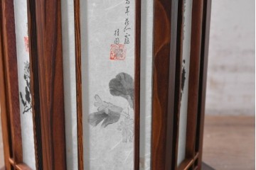 中古　韓国製　六角形屋根　伝統建築デザインの置き型照明　(R-089188)