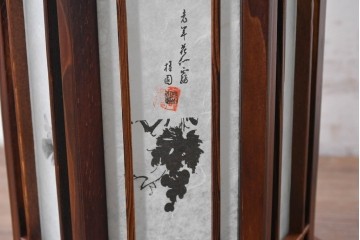 中古　韓国製　六角形屋根　伝統建築デザインの置き型照明　(R-089188)