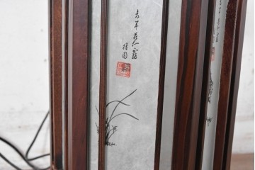 中古　韓国製　六角形屋根　伝統建築デザインの置き型照明　(R-089189)