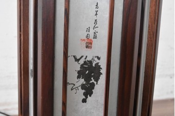 中古　韓国製　六角形屋根　伝統建築デザインの置き型照明　(R-089189)