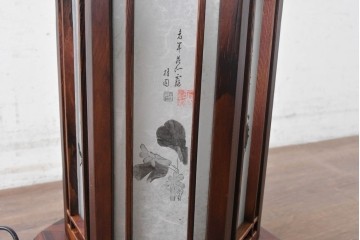 中古　韓国製　六角形屋根　伝統建築デザインの置き型照明　(R-089189)