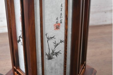 中古　韓国製　六角形屋根　伝統建築デザインの置き型照明　(R-089189)