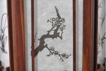 中古　韓国製　六角形屋根　楼閣風　伝統建築デザインの置き型照明　(R-089190)