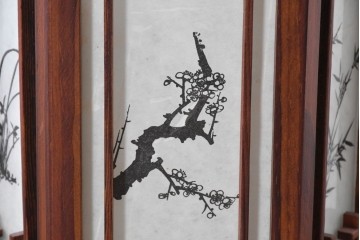 中古　韓国製　六角形屋根　伝統建築デザインの置き型照明　(R-089191)
