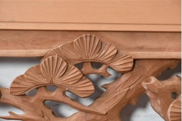 ヴィンテージ建具　昭和後期　井波彫刻　清堂作　松竹梅図の彫刻が美しい欄間2枚セット　(R-089193)