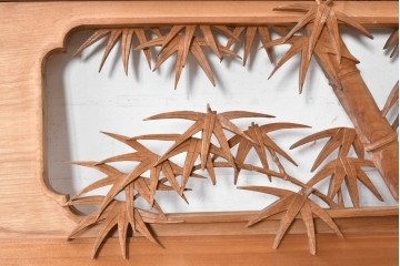 ヴィンテージ建具　昭和後期　井波彫刻　野村一集　四君子図の繊細な透かし彫りが見事な欄間2枚セット　(R-089197)