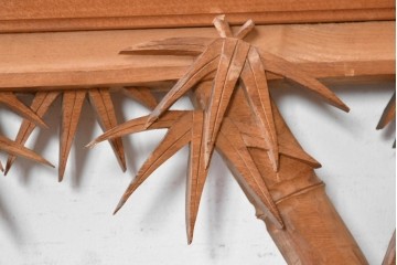 ヴィンテージ建具　昭和後期　井波彫刻　野村一集　四君子図の繊細な透かし彫りが見事な欄間2枚セット　(R-089197)