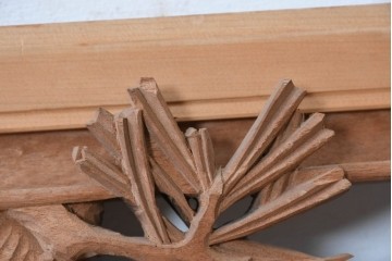 ヴィンテージ建具　昭和後期　井波彫刻　青雲作　力強い松図が見事な欄間2枚セット　(R-089198)