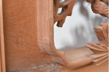 ヴィンテージ建具　昭和後期　井波彫刻　青雲作　力強い松図が見事な欄間2枚セット　(R-089198)