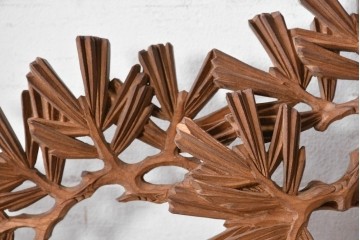 ヴィンテージ建具　昭和後期　井波彫刻　名工 大島一畝作　松竹梅を精巧に彫り上げた欄間2枚セット　(R-089199)