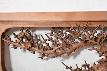 ヴィンテージ建具　昭和後期　井波彫刻　名工 大島一畝作　松竹梅を精巧に彫り上げた欄間2枚セット　(R-089199)
