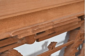 ヴィンテージ建具　昭和後期　井波彫刻　辰造作　近江八景図を巧みに表現した欄間2枚セット　(R-089200)