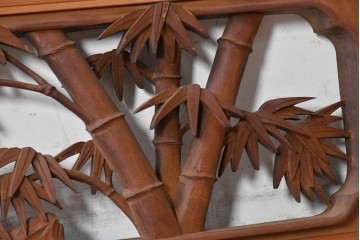 ヴィンテージ建具　昭和後期　井波彫刻　一峯作　松竹梅の生命力を豊かに表現した欄間2枚セット　(R-089201)