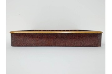 明治から大正期　時代物　木製　漆器　金銀蒔絵に梨地と扇面が華やかな盆2点セット　(R-089202)