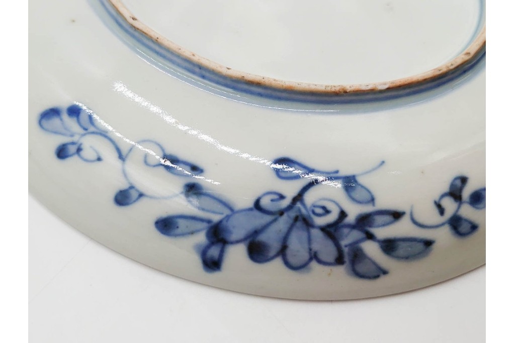 江戸期　古伊万里　染錦　直径約20cm(6.6寸)　鹿紅葉図が華やかな中皿　(R-089204)