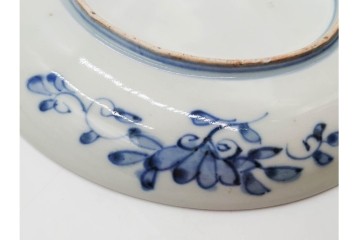江戸期　古伊万里　染錦　直径約20cm(6.6寸)　鹿紅葉図が華やかな中皿　(R-089204)