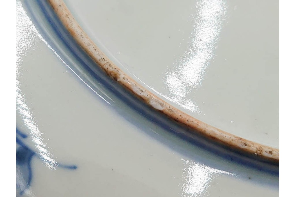 江戸期　古伊万里　染錦　直径約20cm(6.6寸)　鹿紅葉図が華やかな中皿　(R-089204)