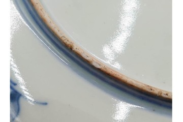 江戸期　古伊万里　染錦　直径約20cm(6.6寸)　鹿紅葉図が華やかな中皿　(R-089204)