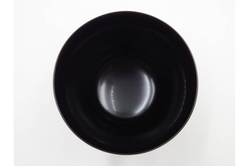 平安堂造　呉藤友乗作　木製　漆器　黒漆に朱漆の梅が映える小吸物椀5点セット　共箱付き　(R-089207)